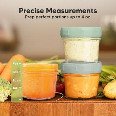 KeaBabies 12pk 4oz Glass Baby Food Containers with Lids - Leak-Proof, Microwavable Small Glass Jars, Baby Purees & Toddler Snack Storage Containers, BPA-Free, Dishwasher & Freezer Safe (Sage) - Image 3