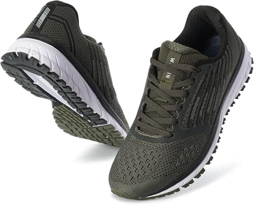 Joomra Whitin Men Running Sneakers Walking Workout Gym Jogging Shoes Size 10 Army Green Casual Knit Cool Trekking Treadmill Athletic Male Runny Tennis Comfortable Footwear 44 - Image 1