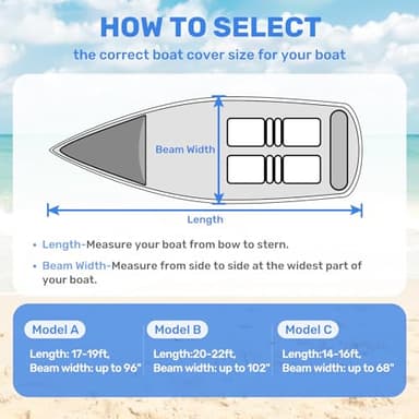 Mancro Boat Cover, 17-19ft Waterproof Trailerable Boat Cover, Heavy Duty UV Resistant Marine Grade Outboard Cover Compatible for Bass Boat, Fits Bayliner Tri-Hull V-Hull Fishing Runabout Boat, Black - Image 2