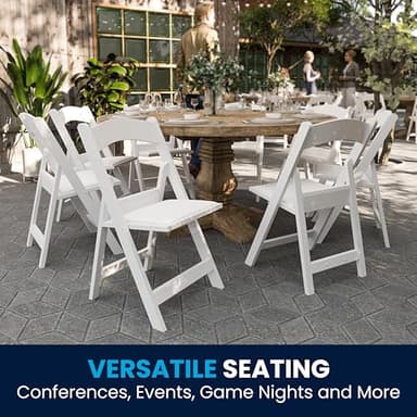 Flash Furniture Hercules Series Folding Chair - White Resin - Set of 4 800LB Weight Capacity Comfortable Event Chair - Light Weight Folding Chair - Image 10