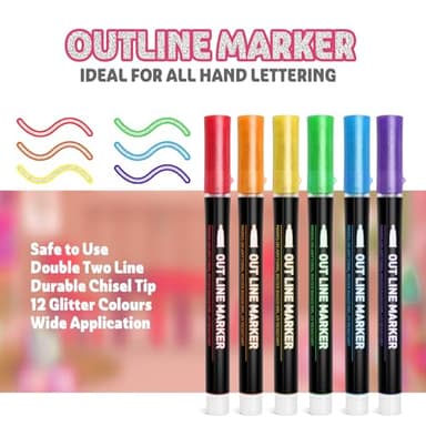 Stocking Stuffers for Kids, Outline Glitter Markers, Stocking Stuffers for Teen Girl Gifts Trendy Stuff, 12 Shimmer Markers Outline Pens for Art Supplies for Kids 9-12, Gifts for 4-12 Year Old Girls - Image 7