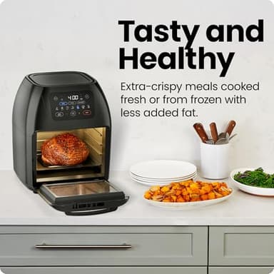 CHEFMAN Multifunctional Digital Air Fryer+ Rotisserie, Dehydrator, Convection Oven, 17 Touch Screen Presets Fry, Roast, Dehydrate, Bake, XL 10L Family Size, Auto Shutoff, Large Easy-View Window, Black - Image 3