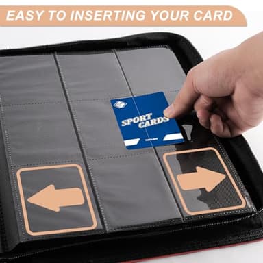 TiopLior Trading Card Binder 9-Pocket, TCG Binder Fit for MTG Yugioh Card Album Book 432 Side-Loading Pockets, Premium Card Collection Binder for Baseball Football Sports Cards PTCG with Zipper (Red) - Image 3