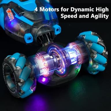 Gesture Sensing RC Stunt Car for Boys, Remote Control Toys for Kids Age 5-7, 6-8, 9 10 11 12+ Years Old Birthday Gifts, 2.4GHz Hand Controlled RC Drift Car with Light & Music, Double-Sided Driving - Image 6