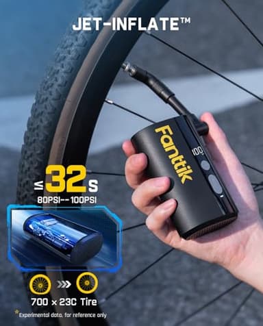 Fanttik X9 Ace Mini Bike Pump, 32s Fast Inflate Bike Pump with Gauge, 150PSI Electric Air Pump with Presta and Schrader Valve, Suitable for Mountain Bike, Road Bike, Electric Bike, MTB - Image 4