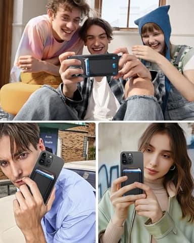 for MagSafe Wallet, Stronger Magnetic Wallet for iPhone 17/16/15/14/13/12 Series, 7 Cards Holder, Magnetic Phone Wallets, Vegan Leather Minimalist Slim RFID for iPhone Wallets, 1 Slot, Black & Black - Image 2