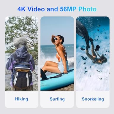 Digital Camera - 4K 56MP 33FT UHD Underwater Camera for Snorkeling with 32GB Card Dual-Screen Compact Waterproof Dustproof Floatable Camera - Autofocus Point and Shoot Digital Camera 1500mAh Battery - Image 3