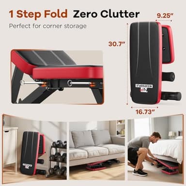 NICEPEOPLE Basic Weight Bench for Home Gym, 8 Backrests Adjustable Bench with 660LBS Weight Capacity for Chest Shoulders Arms Muscles, Foldable and Compact for Small Space Apartment Room - Image 6