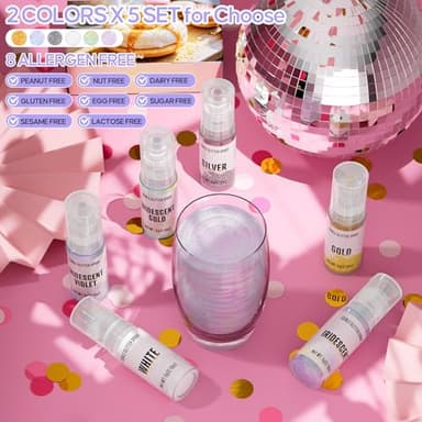 Edible Glitter Spray,2 Colors Iridescent & Iridescent Gold Food Grade Edible Glitter Set for Drink Cake Beverages,Cupcakes,Cake Pops and Cookies Decorating - Image 8
