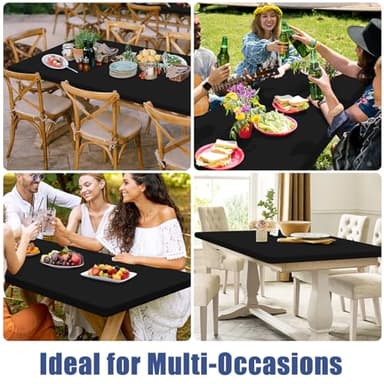 Moosfor Spandex 6 Foot Rectangle Table Cloth 2 Pack, Elastic Fitted Tablecloths for Picnic, Stretch Washable Patio Table Cover for Outdoor, Camping, Banquet and Parties (Black, 30"x72") - Image 9