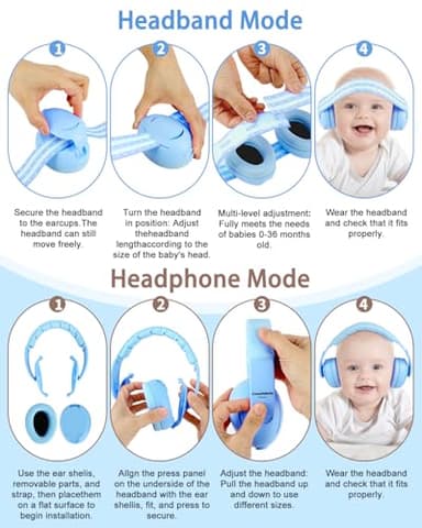 cumunebula [2-in-1] Baby Ear Muffs Noise Protection - [Two Modes] Baby Headphones for Noise Cancelling Headphones- Infant Headphones Noise Cancelling - Ear Protection for 3 Months to 4 Years - Image 5