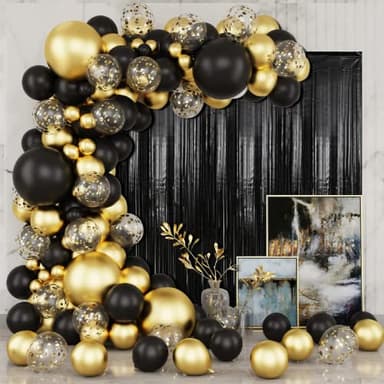 Crosize 2 Pack 3.3 x 9.9 ft Black Foil Fringe Backdrop Curtain, Streamer Backdrop Curtains, Streamers Birthday Party Decorations, Tinsel Curtain for Parties, Photo Booth Backdrops, Party Décor - Image 4