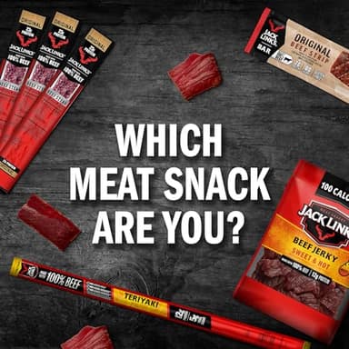 Jack Link's Meat Sticks Variety Pack, Original, Teriyaki, and Barbecue Pork - Protein Snack, Meat Snack Sticks Made with 100% Beef or Pork, Keto Friendly - 0.92 Oz. (20 Count) - Image 7