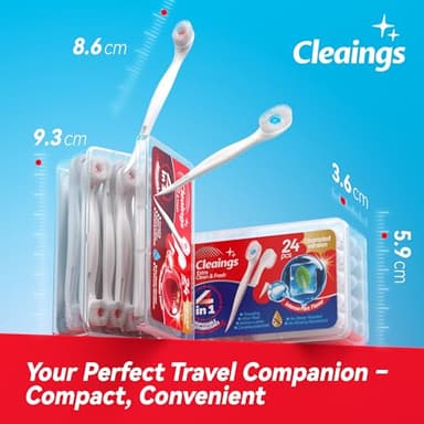 cleaings® Mini Disposable Toothbrush Set with Toothpaste – Travel Essentials, Portable Toothbrush for Women & Men, Camping, Road Trip, Vacation, 24 Count-Mint Flavor（Pack of 1） - Image 3