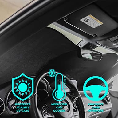 kinder Fluff Patented Windshield Sun Shade for Cars - The Only Certified Car Window Shades Blocking 99.9% UVR - Automotive Sunshades for Cars, SUV, RV, Truck & Auto Accessories - (XL) - Image 3