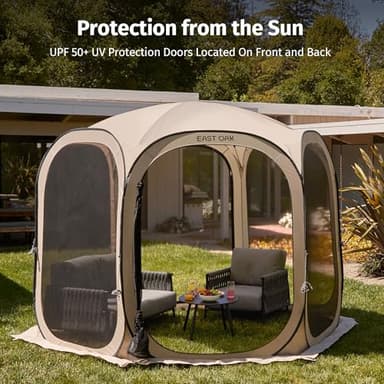 EAST OAK Screen House Tent Pop-Up, Portable Screen Room Canopy Instant Screen Tent 10 x 10 FT with Carry Bag for Patio, Backyard, Deck & Outdoor Activities, Beige - Image 9