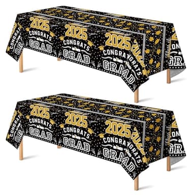 OHOME Graduation Decorations 2025 - Class of 2025 - Plastic Black Tablecloth for Graduation Party Decorations - Class of 2025 Decorations Party Favors Supplies Banner,54" X 108" - Image 1