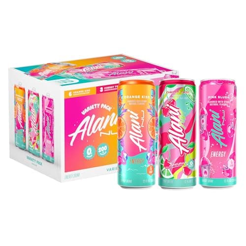 Alani Nu VARIETY PACK CHERRY TWIST, PINK SLUSH, ORANGE KISS Sugar Free, Low Calorie Energy Drinks, 200mg Caffeine, Biotin B Vitamins, Zero Sugar, 10 Calories, 12 Fl Oz Cans, 12 Pack - Image 1