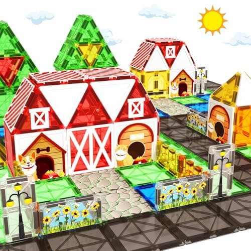 Magnetic Tiles Toddler Toys Garden Farm Animal Set, Magnetic Blocks Montessori Sensory Educational Learning Building Magnet Toys for 3 4 5 6 Year Old Boys Girls, Kids Games Party Birthday Easter Gifts - Image 1