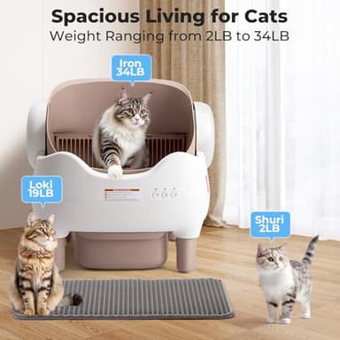 KITPLUS Self Cleaning Litter Box, Automatic Cat Litter Box with APP Control, Odor-Free Waste Disposal Includes Trash Bags, Large Waste Bin, Open-Top, for Multiple Cats - Image 7