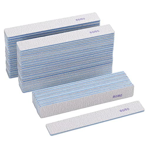50 Count Rectangle Nail Files for Acrylic Nails, 80 Grit Coarse Nail File Reusable Emery Boards Manicure Tools - Image 1