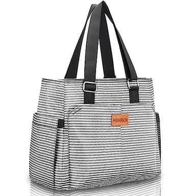 Large Women Lunch Bags/Insulated Adult Lunch Box/Leakproof Cooler Lunch Tote Bag with Storage Pocket. Reusable Lunch Purse for Work Picnic Hiking 12L, Stripe - Image 1