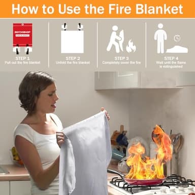 Mondoshop Fire Blanket for Home Kitchen Camping 12 Pack Emergency Fire Blanket Fire Resistant Blanket for Grill, Car, Office, Warehouse, School, Picnic, Garages, Workshops - Image 2