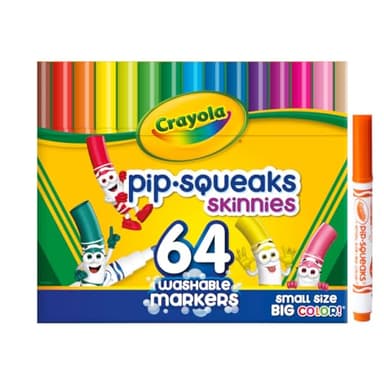 Crayola Pip-Squeaks Skinnies Washable Markers (64ct), Mini Markers for Kids, Coloring Markers, Craft Supplies, Kids Holiday Gift, 3+ - Image 2