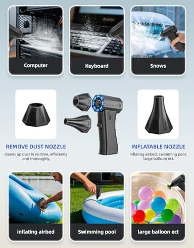 Compressed Air Duster - 300000RPM Super Power Electric Air Duster Variable Speed Compressed Air, 8000mAh Battery Fast Charging Canned Air, Mini Cordless Air Blower for Home/Keybaord/PC/Computer/Car - Image 3