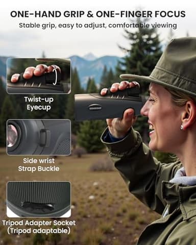 15X54 Monocular Telescope for Adults High Powered – Waterproof, BAK4 Prism, FMC Lens, Compact Spotting Scope for Bird Watching, Hunting Gear, Hiking Accessories, Travel & Camping Gifts - Image 4