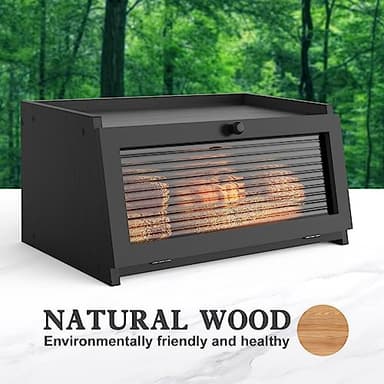 LOHASOK Bread Box for Kitchen Countertop Large Bread Box Farmhouse Bread Container Bread Storage with Window Bread Holder Black - Image 4