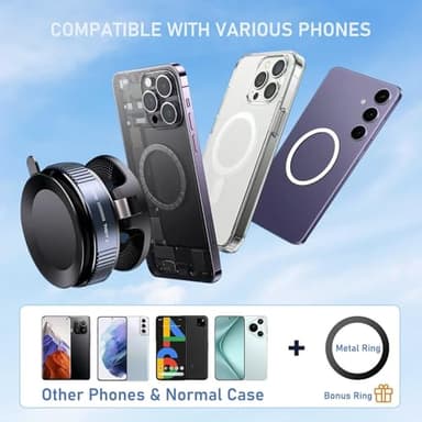 JUYOSOFT Vacuum Magnetic Phone Holder, 360° Adjustable Magnetic Car Mount, Foldable Portable Suction Cup Cell Phone Mount for Car/Gym/Mirror/Shower, Compatible with All Smartphones & All Car Models - Image 7