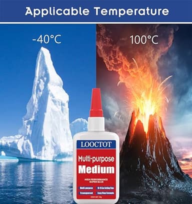 LOOCTOT 60g(2.12 oz) Medium CA Glue Premium Adhesive. All Purpose,Quick Drying Super Glue, for Wood, Metal, Model Kit, Home Repair, DIY.Quick-Dry Waterproof Clear - Image 4
