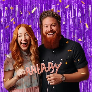 DECOCKRAT 3 Pack Foil Fringe Backdrop - Purple Shiny Tinsel Curtains for Party Decoration/Photo Booth Props - 3.3x8.2 FT Metallic Foil Backdrop for Birthday, Wedding, Graduation, Christmas. - Image 4