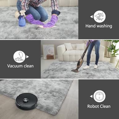 Shag Area Rugs for Bedroom Living Room,8X10 Ultra Soft Fluffy Area Rugs for Dorm, Indoor Carpet Nursery Rugs for Kids Girls Room Home Decor,Tie-Dye Grey - Image 8