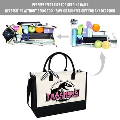 LIYACHAO Teacher Gifts,Teacher Appreciation Gifts for Women,Teacher Bag,Teacher Christmas Gift,Teacher Birthday Gift,13oz Canvas Tote Bag With Zipper Pocket - Image 5