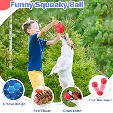 DISSKNIC Indestructible Squeaky Dog Balls for Aggressive Chewers, Interactive Dog Toys for Aggressive Chewers for Relieving Anxiety, Dog Chew Toy Balls for Small Medium Large Dogs, Outdoor Dog Toys - Image 4