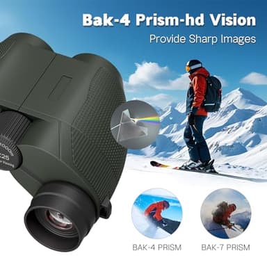 Awvlvwa 20x25 Compact Binoculars for Adults & Kids – High-Powered, Wide Eyepiece, Waterproof Binoculars with Low Light Vision – Perfect for Bird Watching, Outdoor Hunting, and Sightseeing (Green) - Image 6