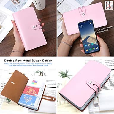 Padike RFID Credit Card Holder Business Card Organizer Business Card Holder, with 96 Card Slots Credit Card Protector for Managing Your Different Cards to Prevent Loss or Damage (Pink) - Image 6