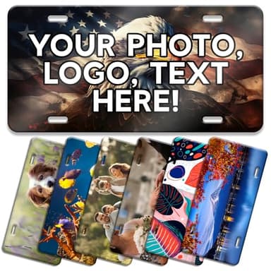 VulgrCo Custom License Plate - UV Printed Personalized License Plate for Car, Truck, SUV, Photo & Logo, Door Plate Cover, Vanity Auto Accessory, 6x12 Inch - Image 1