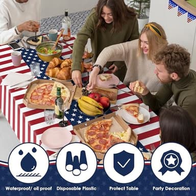 OHOME Veterans Day Decorations - Patriotic American Flag Plastic Tablecloth for 4th of July Decorations | Fourth of July Accessories for Home Outdoor Outside Party Favors,54"x108",2 Pack - Image 5
