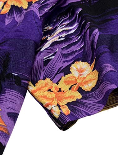 Alimens & Gentle Hawaiian Shirt for Men Summer Beach Casual Short Sleeve Button Down Shirts Printed Tropical Vacation Shirts Purple - Image 4