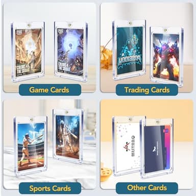 40ct Magnetic Card Holders, 35pt One Touch Card Holder, U-V Protection Hard Plastic Case for Trading Cards, Display Case for Sports, Baseball, Football, Game Cards - Image 6