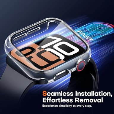 TAURI 2 Pack Hard Case for Apple Watch Series 10 (2024) 42mm, with PC Tempered Glass Screen Protector, [Scristant Resistant], [Overall Protection] Slim Cover for iWatch S10 42mm, Clear - Image 6