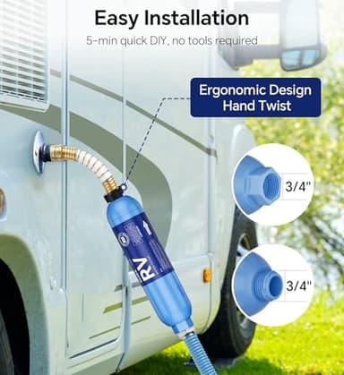 Stokk RV Water Filter with Flexible Hose Protector, NSF Certified, Inline Water Hose Filter for Garden, Camper and Pool, Greatly Reduces Bad Taste, Chlorine, Odor, Rust and Sediment, 2 Pack - Image 5