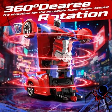 DEERC Spider RC Car Transform Robot, 2.4GHz Remote Control Spider Cars for Kids, 1:18 Scale Robot Toy Car W/One-Key Transformation, 360° Rotation, Auto Mode, Rechargeable Battery, Robot for Man Boys - Image 2