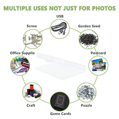 IDekooror Photo Storage Box 5" x 7", 18 Inner Extra Large Photo Organizer Container, Plastic Craft Storage Box with Handle for Pictures Stickers Stamps Seeds - Image 3