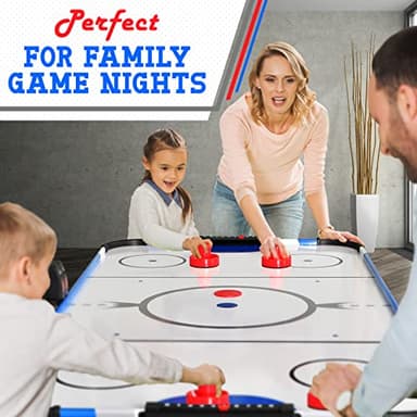 SereneLife 58in Powered Air Hockey Table Upgraded 700mA 12v 2x Powerful Motor, Inline Power Switch, Battery Free Digital LED Score Board, Full-Size Arcade Style for Home Game Room 2 Pucks 2 Pushers - Image 6