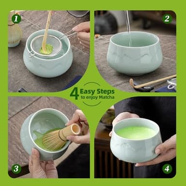 TEANAGOO 7 Pcs Matcha Set,Matcha Whisk Set,Matcha Kit for Ceremony,Matcha Tea Set,Matcha Whisk Set and Ceramic Bowl with Scoop And Sifter,Making Kit Set,Gift for Friend/Family - Image 7