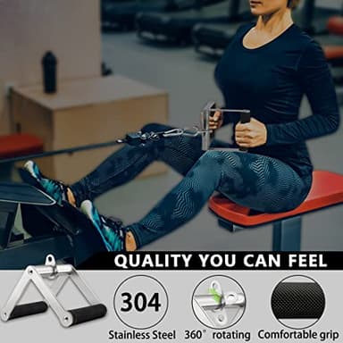QPARVERS Cable Attachments for Gym lat pulldown attachments cable machine accessories, Straight Pull Down Bar, V-Shaped Press Down Bar, Tricep Rope, Row Handle - Image 4